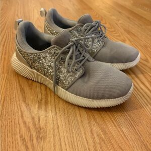 Gray and Silver Glitter Sneakers